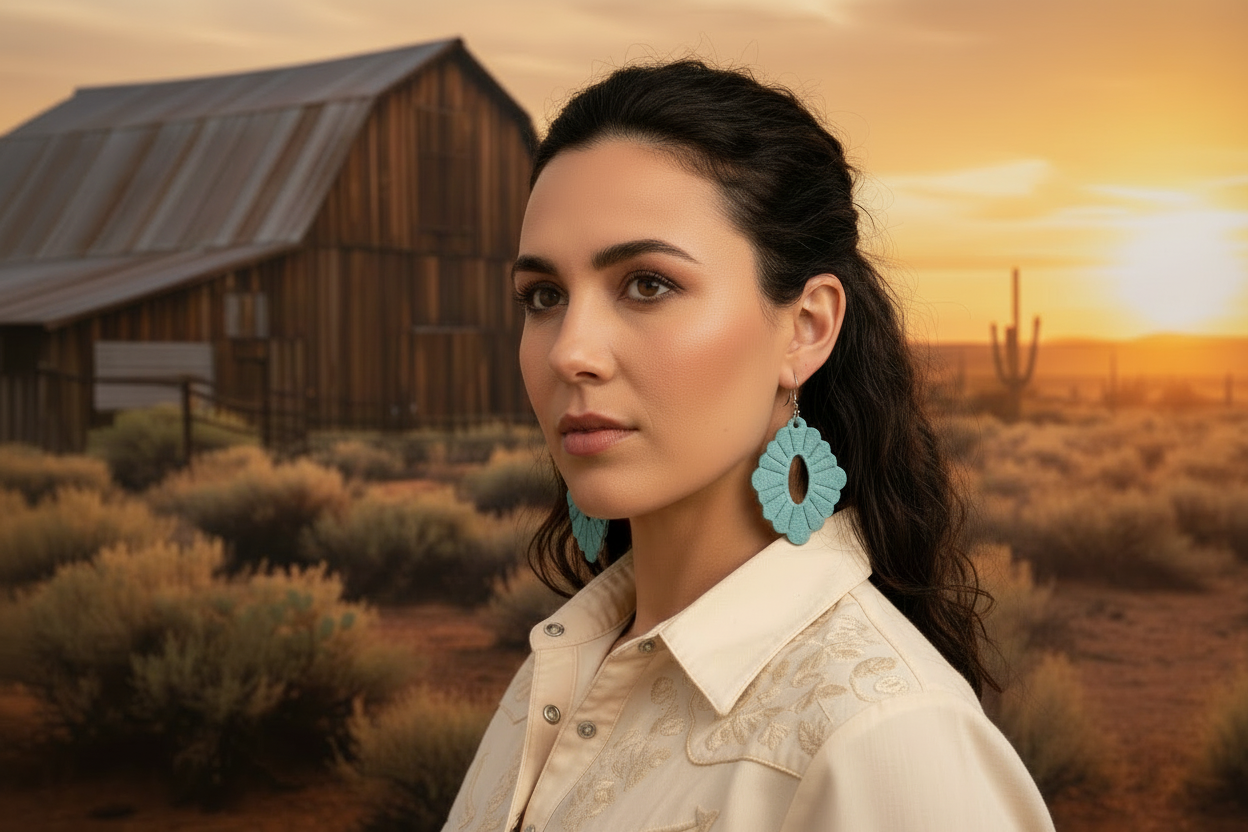 Western Prairie Bloom Earrings - Sky Blue